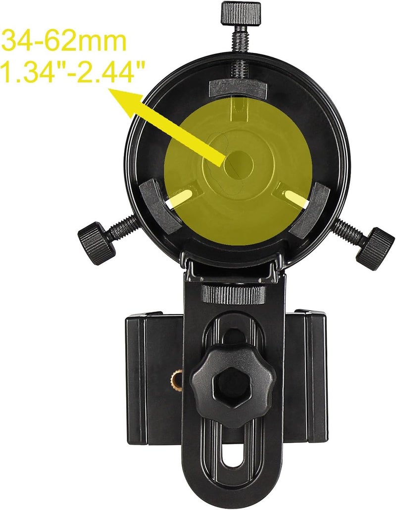 SOLOMARK Cellphone Mount for Vortex Bushnell Celestron Barska Spotting Scope Big Eyepiece Work with Binoculars Monocular Spotting Scope Telescope for Almost Smartphone - Image 5